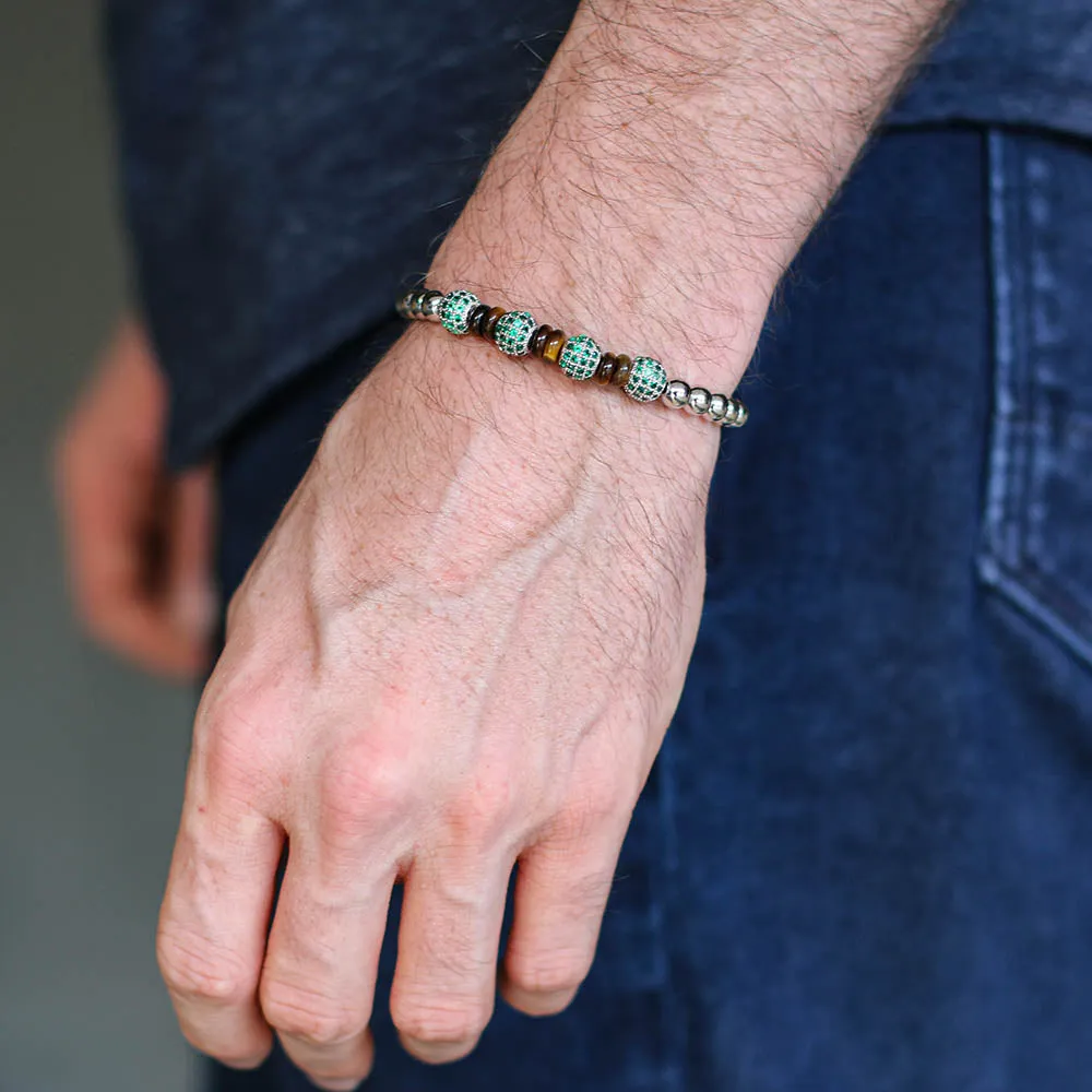 Rhodium Green Emerald Bracelet