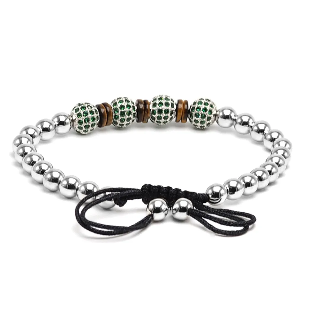 Rhodium Green Emerald Bracelet