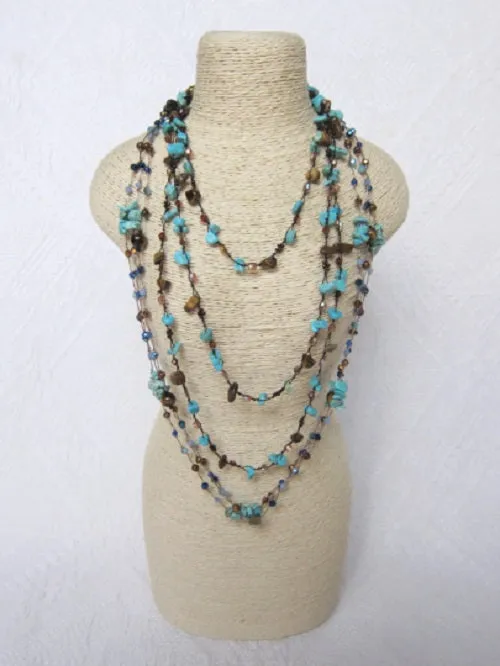 SALE - Long Beaded Necklace - Wide Variety of Bohemian Necklaces in Turquoise Blue Mix Tone!