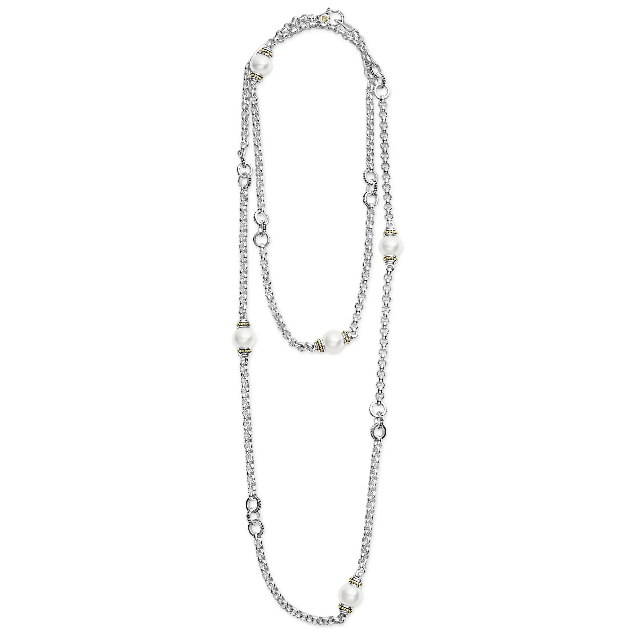 Signature Caviar Five Pearl Link Necklace