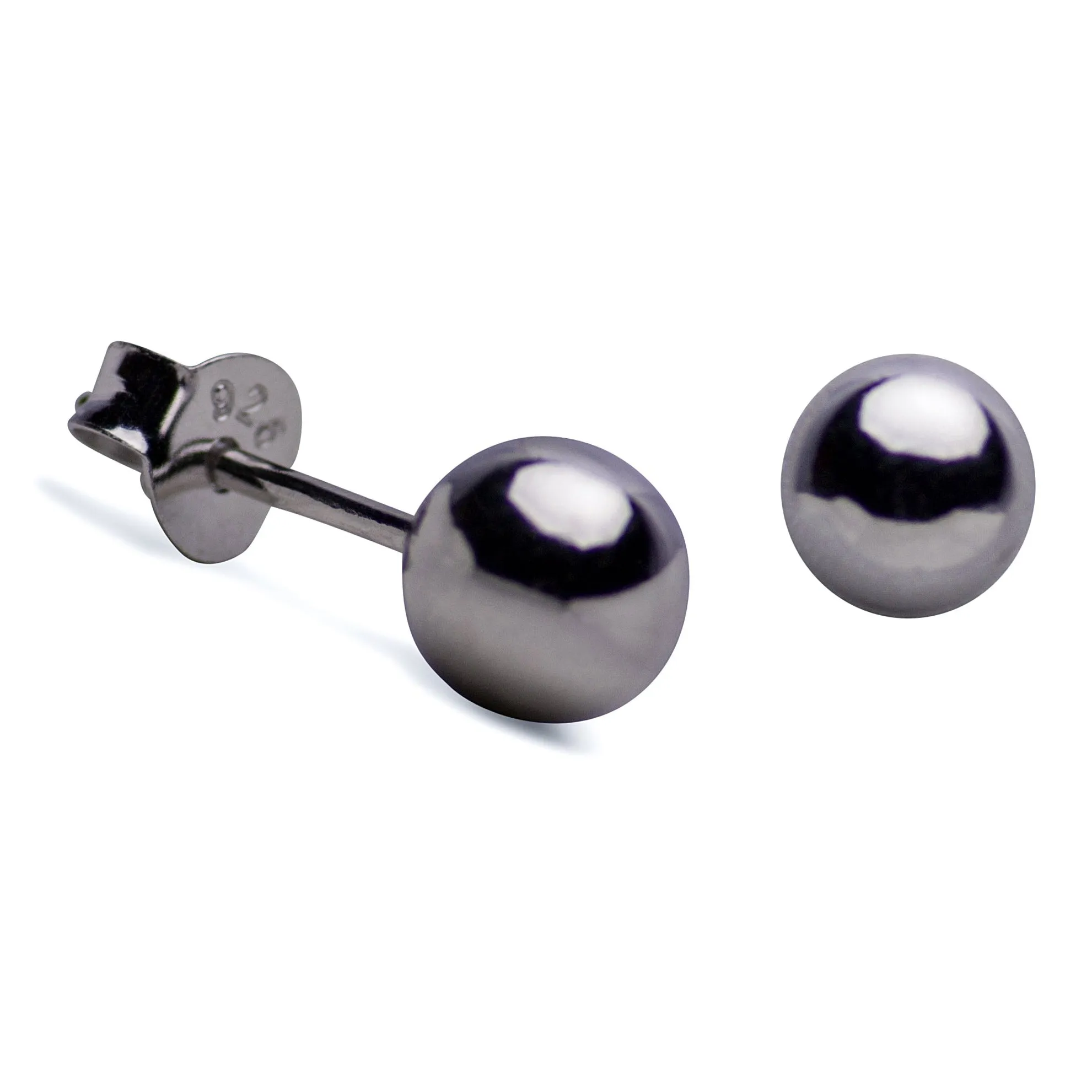 Silver Ball Stud Earrings 6 mm