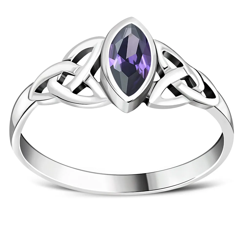 Silver Celtic Ring set w/ Amethyst Stone