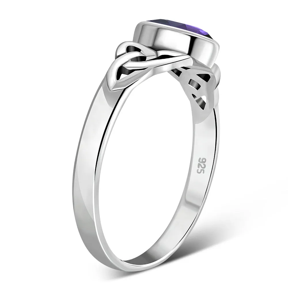 Silver Celtic Ring set w/ Amethyst Stone