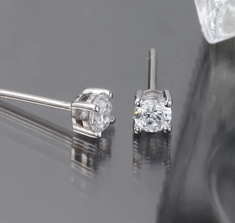 Solid 14K White Gold Wedding Earrings Stud Tested Positive 0.5Ct/each D VVS1 Moissanite Diamond Jewelry for women