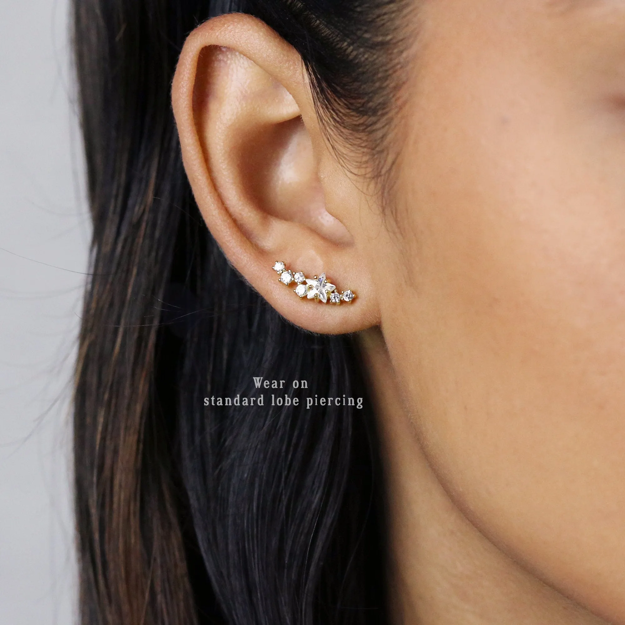 Star Cluster Earrings, Celestial Earrings Unisex, Gold, Silver SHEMISLI SS170 LR