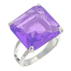 Sterling Silver Ring AAA GRD CZ Amethyst 9X030 for Women Style High