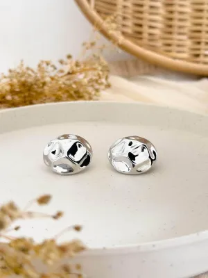 Textured Metal Decor Stud Earrings