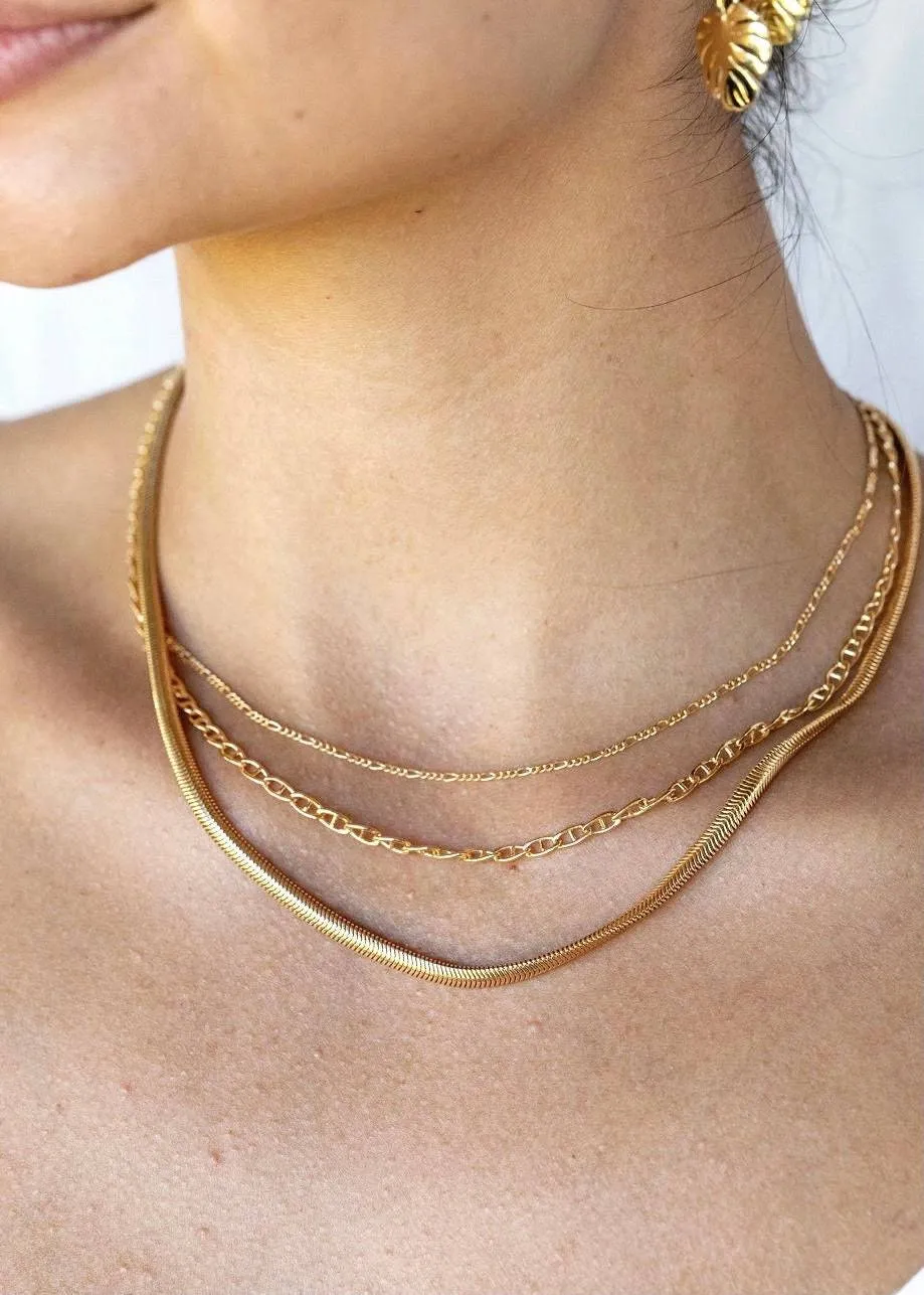 Triple Gold Chain Necklace Set