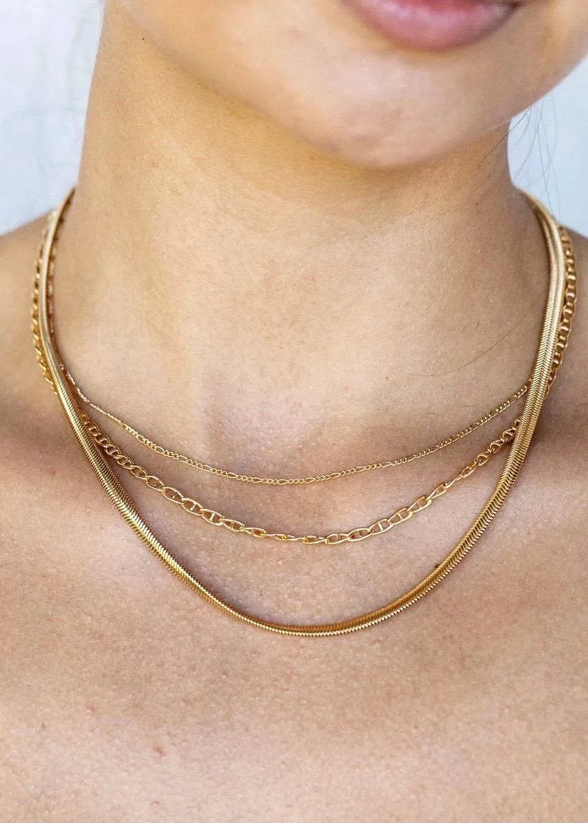 Triple Gold Chain Necklace Set