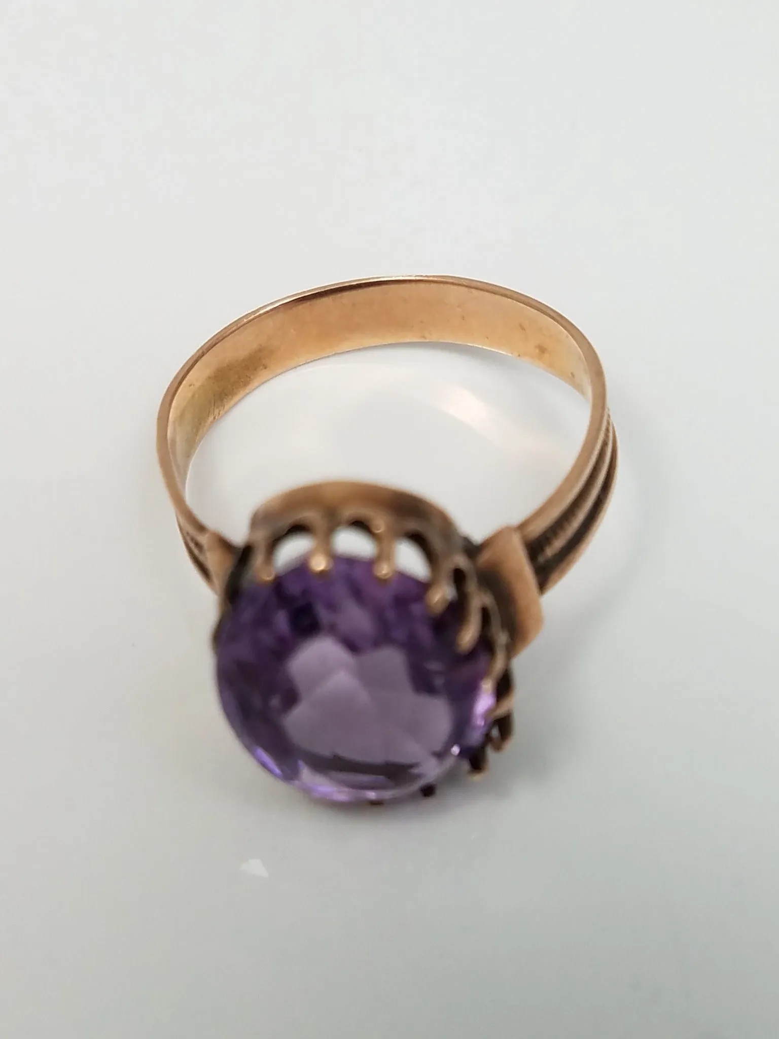 Victorian Natural Amethyst 7k Gold Ring