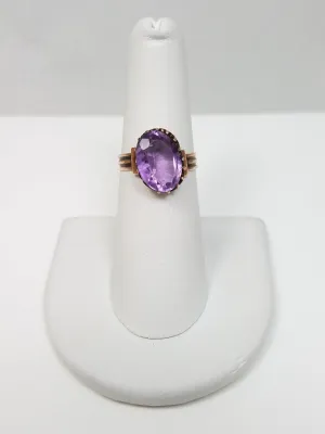 Victorian Natural Amethyst 7k Gold Ring