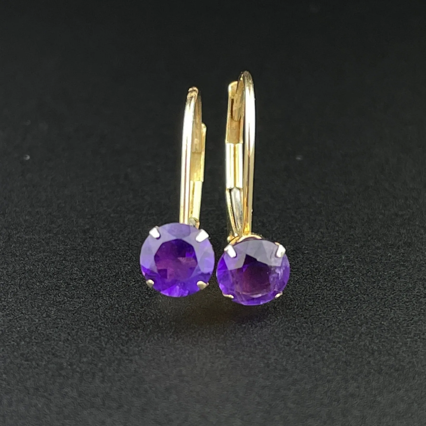 Vintage 10K Gold Amethyst Stud Earrings