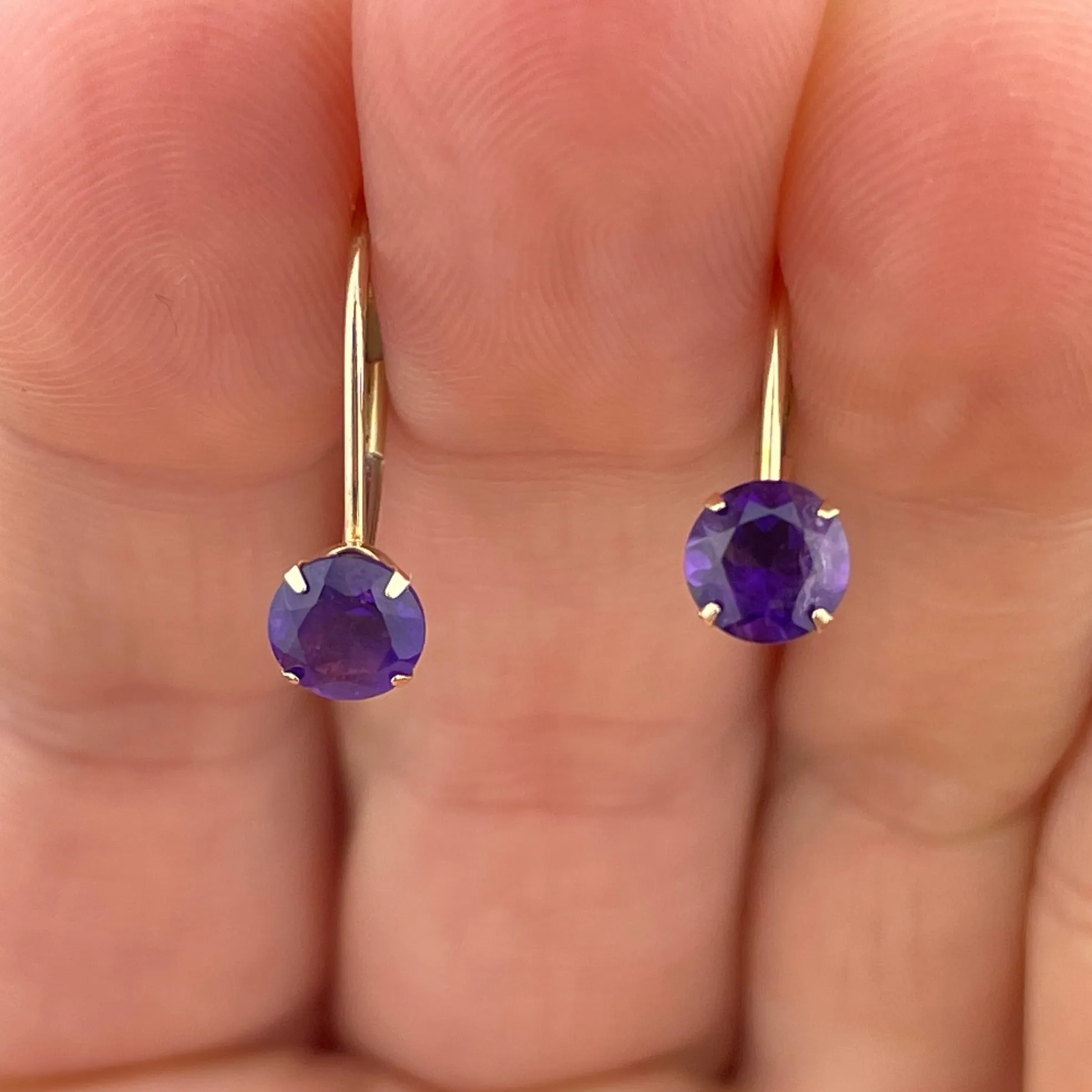 Vintage 10K Gold Amethyst Stud Earrings