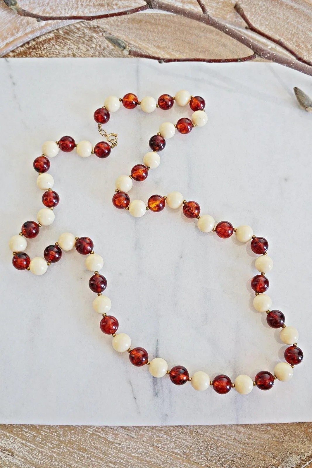 Vintage Amber Beaded Necklace