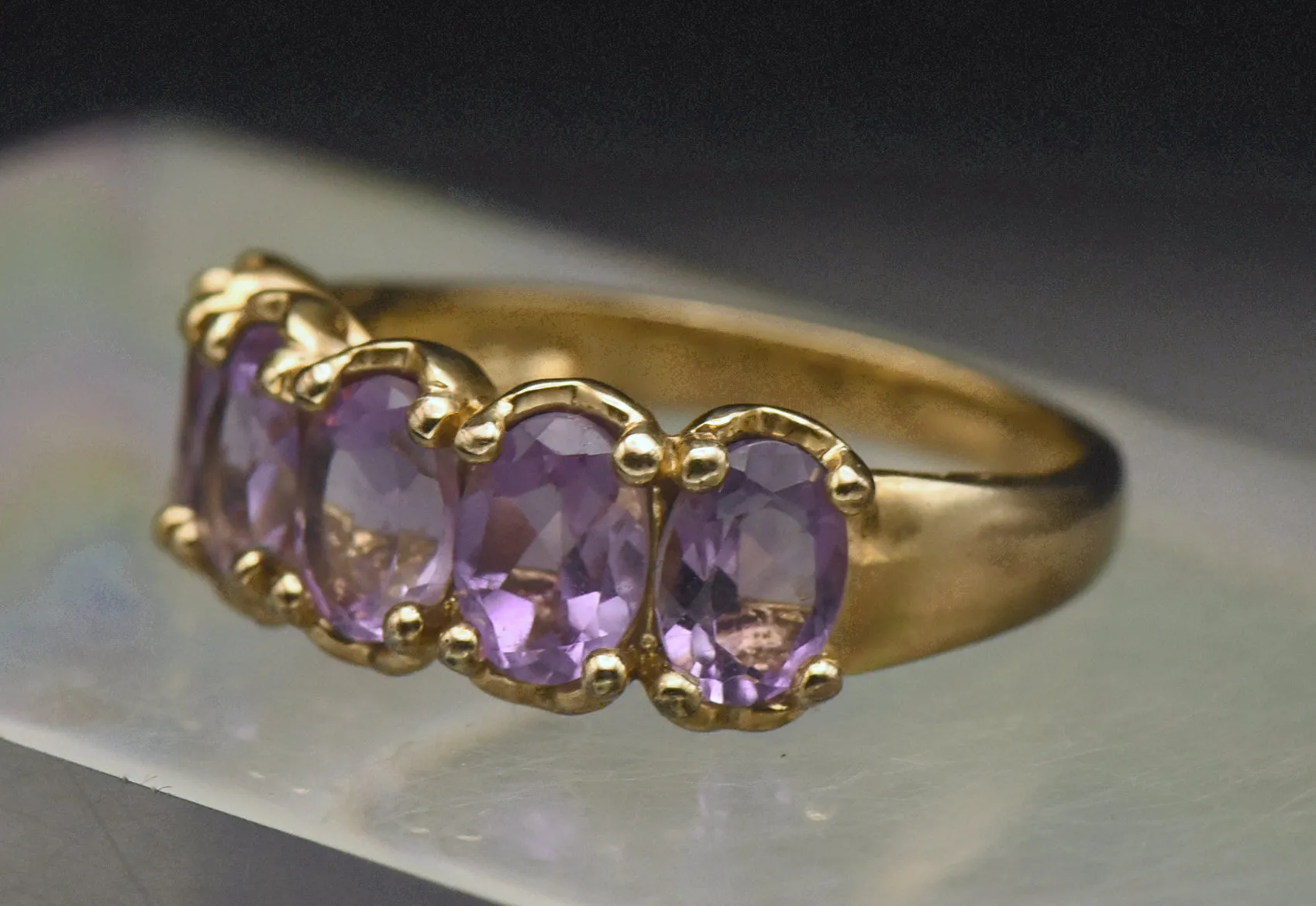 Vintage Amethyst Vermeil Ring - Size 9.25