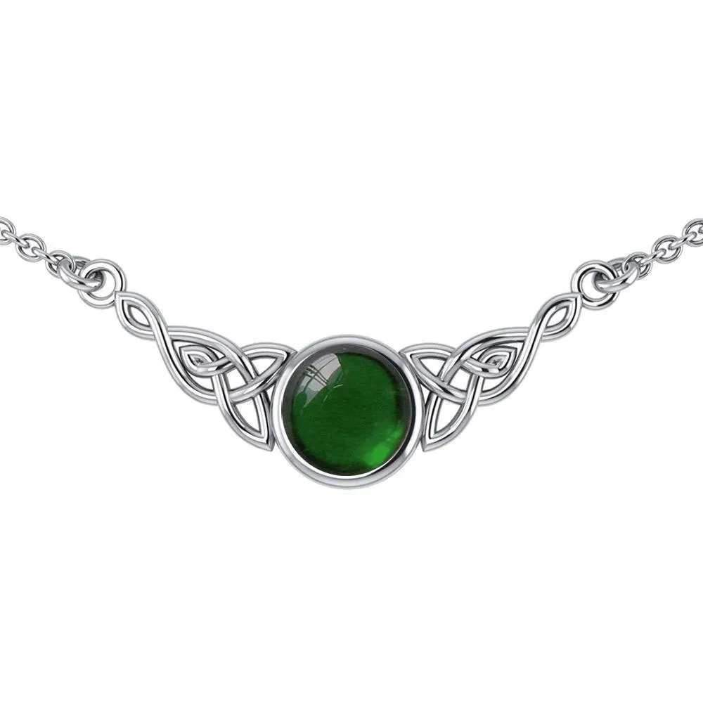 Wear the gift of interconnectedness ~ Sterling Silver Celtic Knotwork Necklace with a Gemstone centerpiece TN224