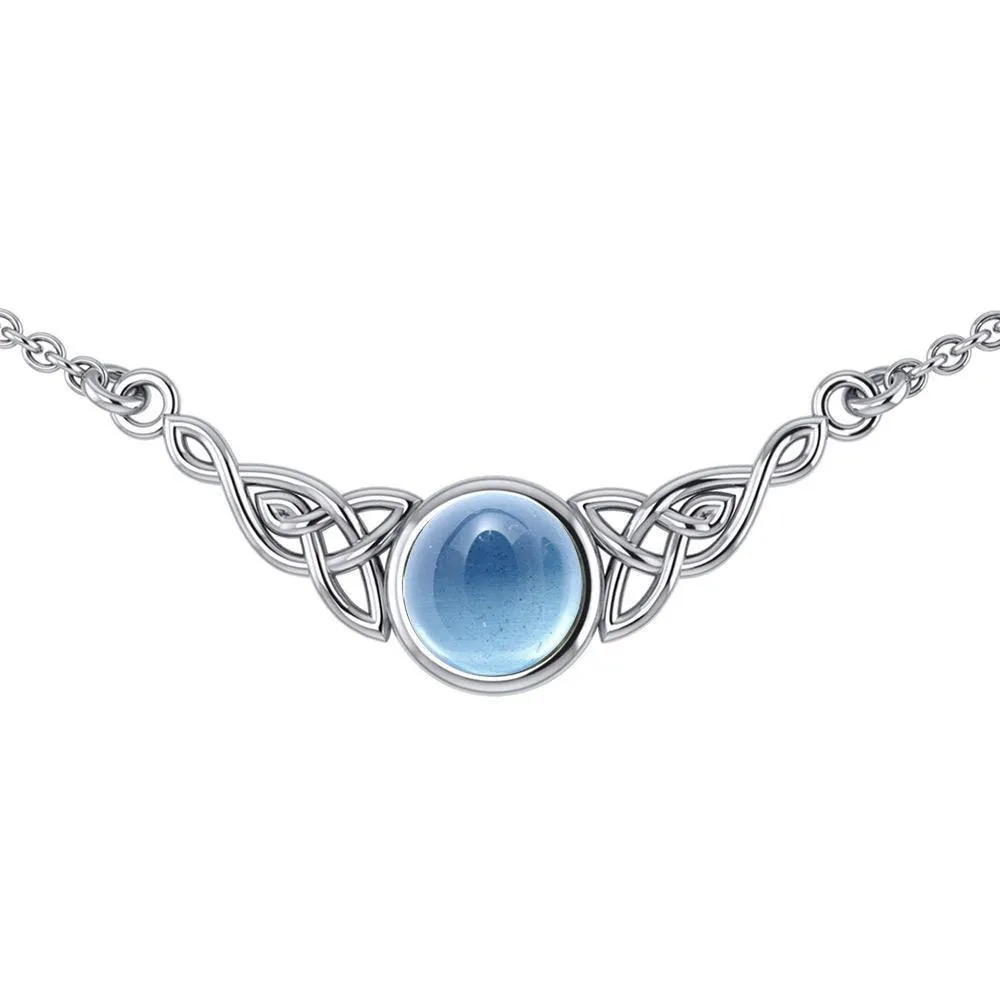 Wear the gift of interconnectedness ~ Sterling Silver Celtic Knotwork Necklace with a Gemstone centerpiece TN224