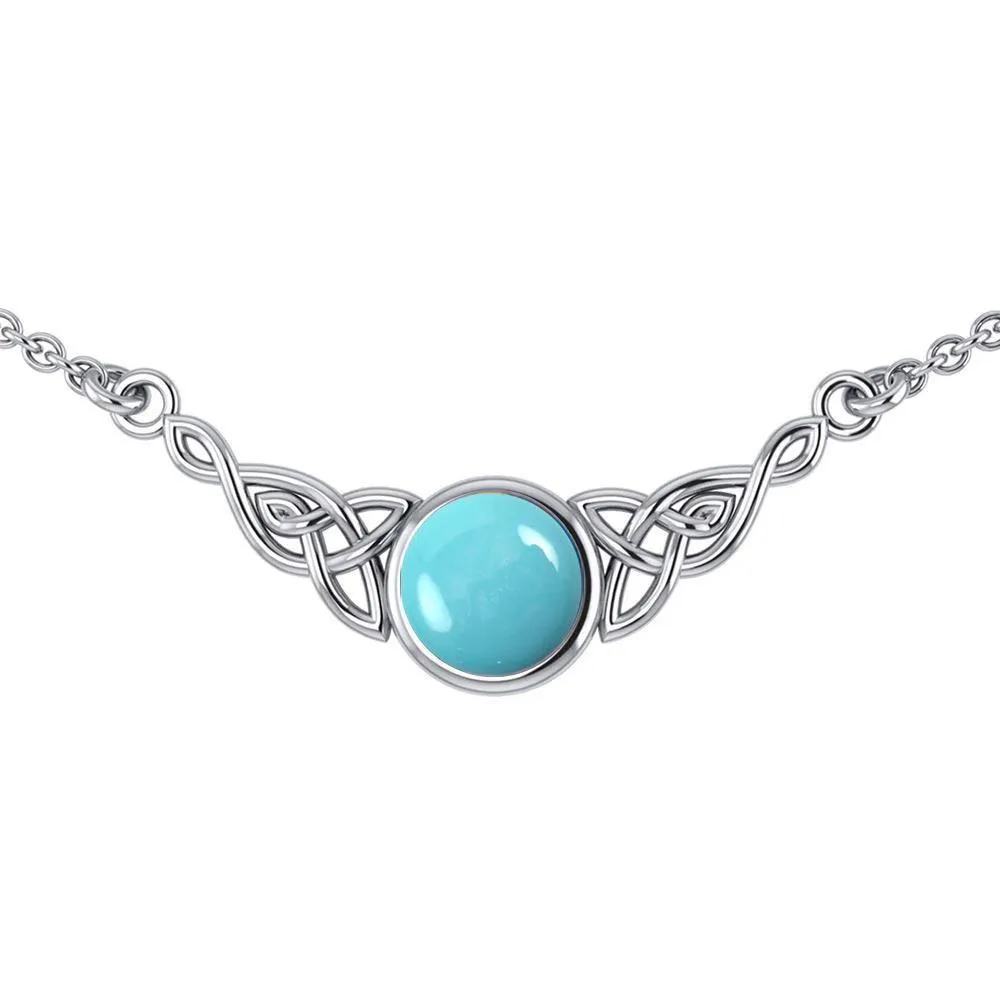 Wear the gift of interconnectedness ~ Sterling Silver Celtic Knotwork Necklace with a Gemstone centerpiece TN224