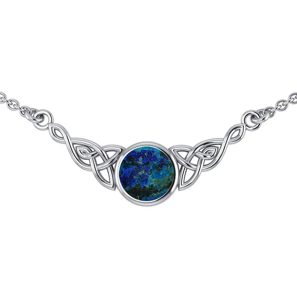 Wear the gift of interconnectedness ~ Sterling Silver Celtic Knotwork Necklace with a Gemstone centerpiece TN224